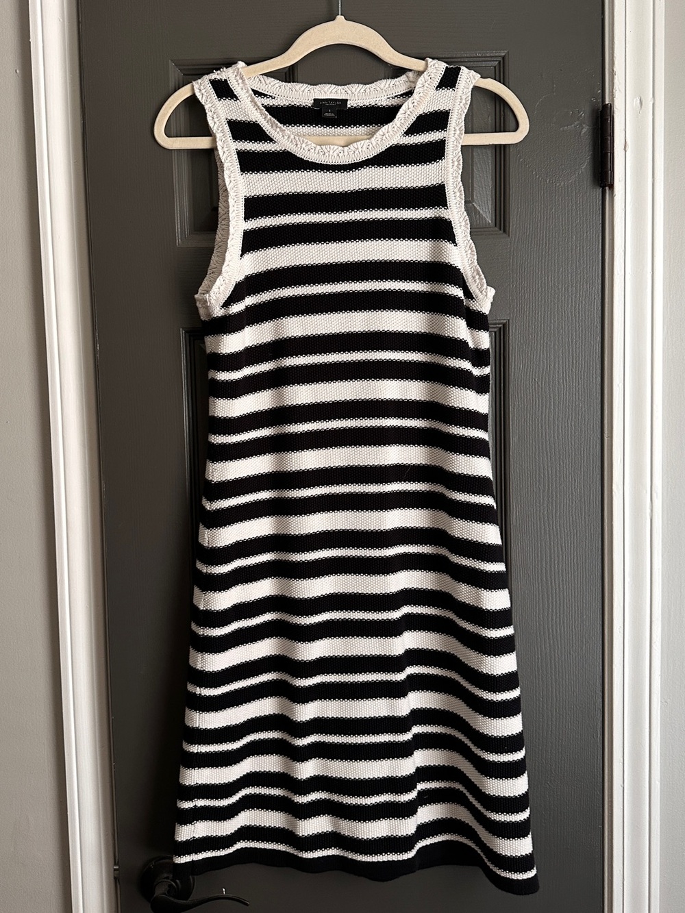 Ann Taylor Factory Black & White Striped Sleeveless Knit Dress